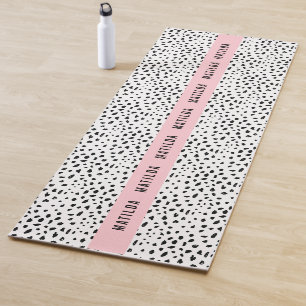 Zwarte en witte vlek met roze streep op maat yogamat