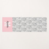 Zwarte en witte vlek met roze streep op maat yogamat (Voorkant (horizontaal))