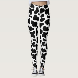 zwarte en witte vlekken, koe patroon leggings