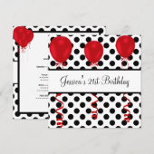 Zwarte en witte vlekken Rode ballonnen op de feest Kaart (Voorkant / Achterkant)
