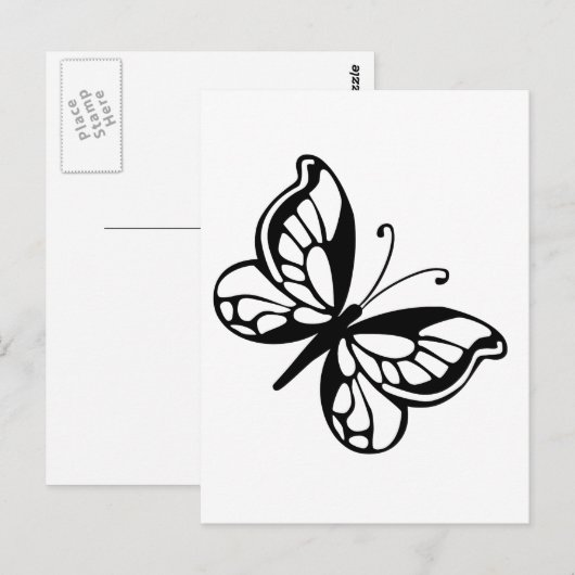 Zwarte en witte vlinder briefkaart (Voorkant / Achterkant)