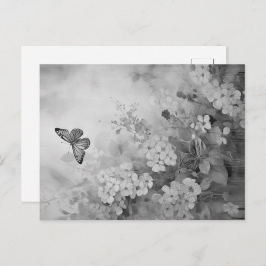 Zwarte en witte vlinder briefkaart (Voorkant / Achterkant)