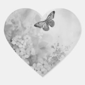 Zwarte en witte vlinder hart sticker (Voorkant)