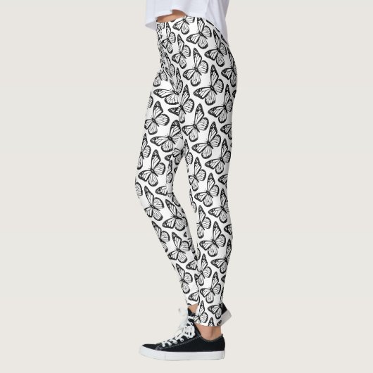 Zwarte en witte vlinder leggings (Links)