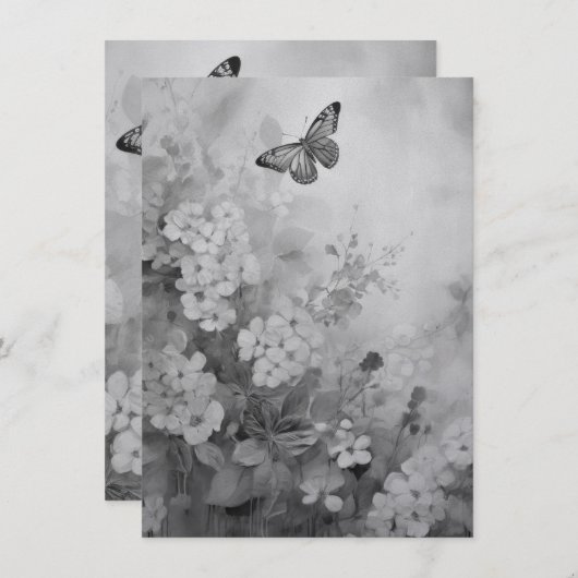 Zwarte en witte vlinder menu (Voorkant / Achterkant)