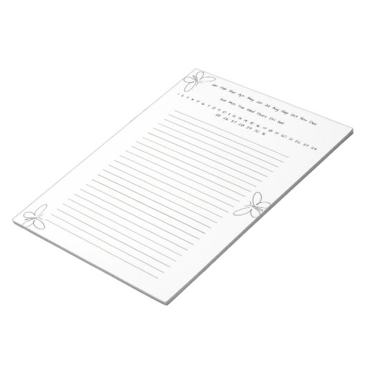 Zwarte en witte vlinder notitieblok (Schuin)