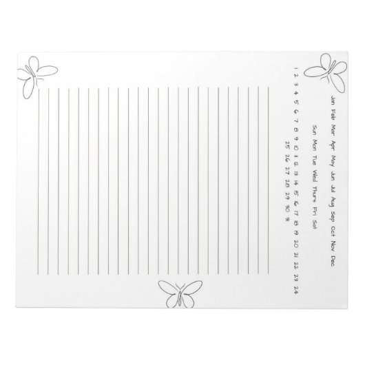 Zwarte en witte vlinder notitieblok (Voorkant)