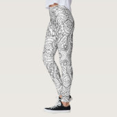Zwarte en witte vlinder Paisley Leggings (Links)