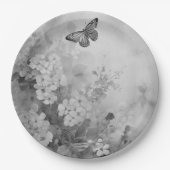Zwarte en witte vlinder papieren bordje (Voorkant)
