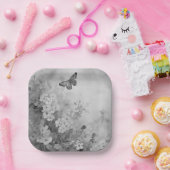 Zwarte en witte vlinder papieren bordje (Feest)