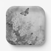 Zwarte en witte vlinder papieren bordje (Voorkant)