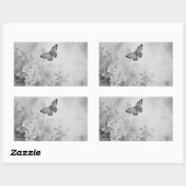 Zwarte en witte vlinder rechthoekige sticker (Vel)