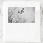 Zwarte en witte vlinder rechthoekige sticker (Tas)