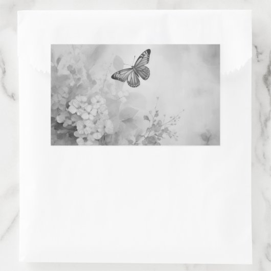 Zwarte en witte vlinder rechthoekige sticker (Tas)