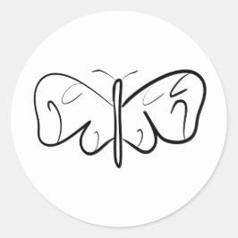 zwarte en witte vlinder ronde sticker