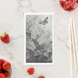 Zwarte en witte vlinder servet