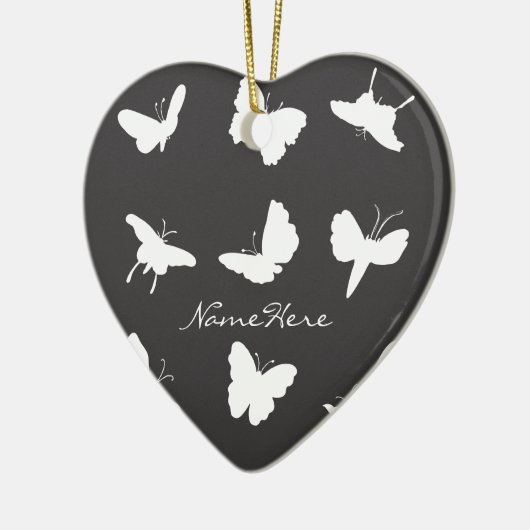 Zwarte en witte vlinder Silhouettes Keramisch Ornament (Links)