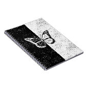 Zwarte en witte vlinder Stippen Pattern Girly Notitieboek (Rechterzijde)