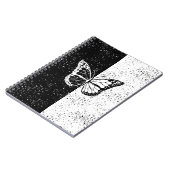 Zwarte en witte vlinder Stippen Pattern Girly Notitieboek (Linkerzijde)