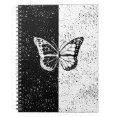 Zwarte en witte vlinder Stippen Pattern Girly Notitieboek (Voorkant)