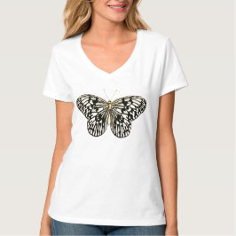 Zwarte en witte vlinder t-shirt