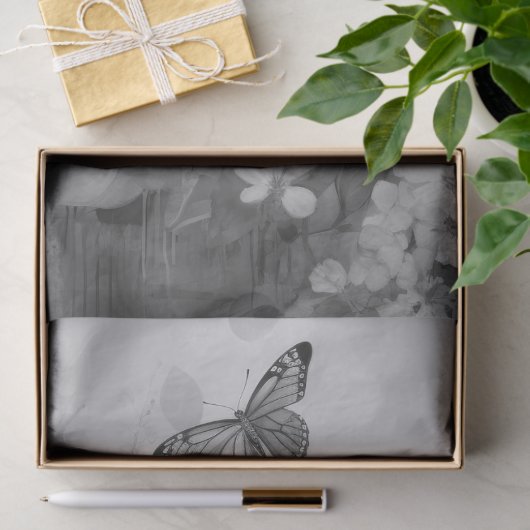 Zwarte en witte vlinder tissuepapier (Geschenk)