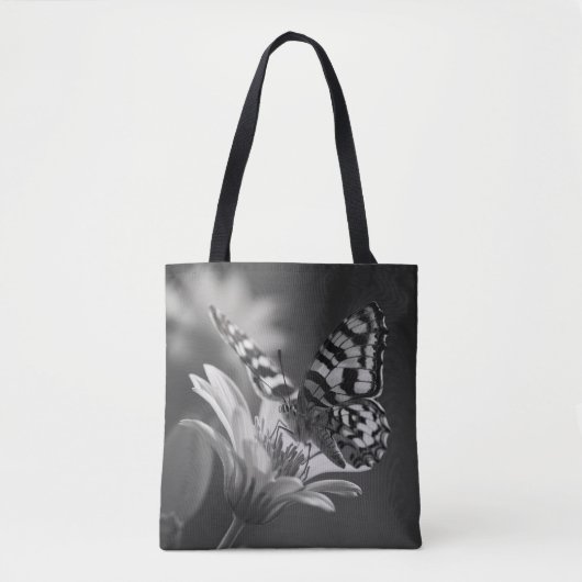Zwarte en witte vlinder tote bag (Voorkant)