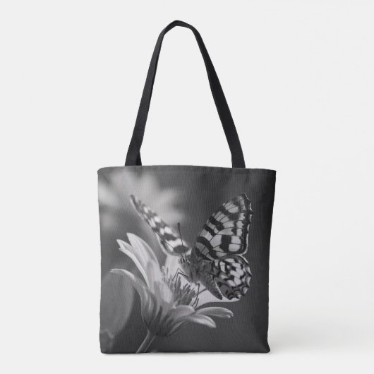 Zwarte en witte vlinder tote bag (Achterkant)