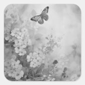 Zwarte en witte vlinder vierkante sticker (Voorkant)