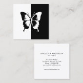 Zwarte en witte vlinder vierkante visitekaartje (Voorkant / Achterkant)