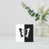 Zwarte en witte vlinder vierkante visitekaartje (Staand voorkant)