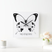 zwarte en witte vlindermuur vierkante klok (Huis)