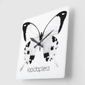 zwarte en witte vlindermuur vierkante klok (Hoek)