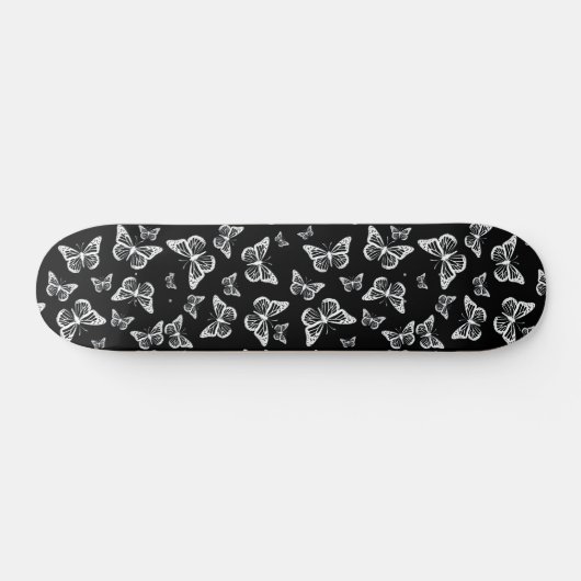 zwarte en witte vlinderpatroonmotif persoonlijk skateboard (Horizontaal)