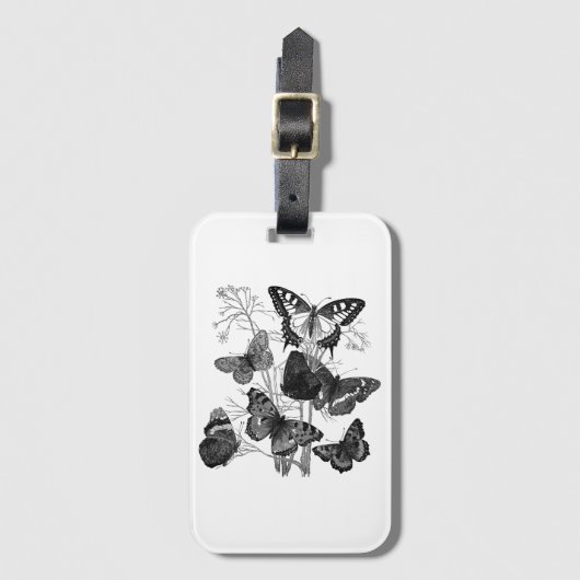Zwarte en witte vlinders bagagelabel (Voorkant (verticaal))