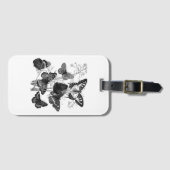 Zwarte en witte vlinders bagagelabel (Voorkant (horizontaal))