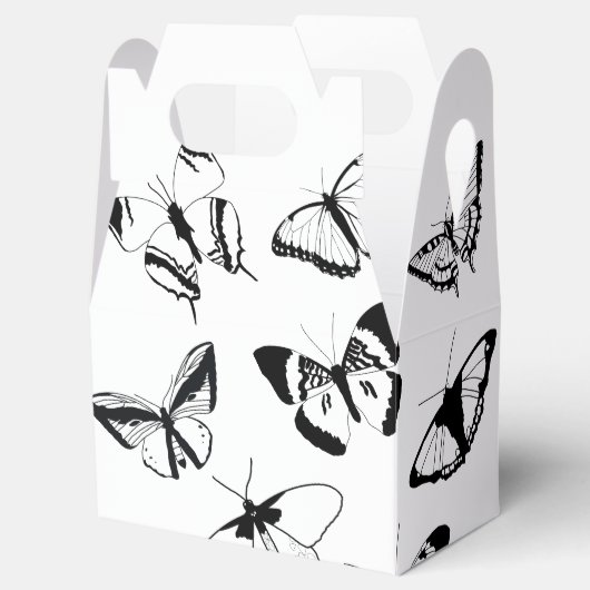 Zwarte en witte vlinders bedankdoosjes (Geopend)