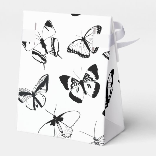 Zwarte en witte vlinders bedankdoosjes (Achterkant)