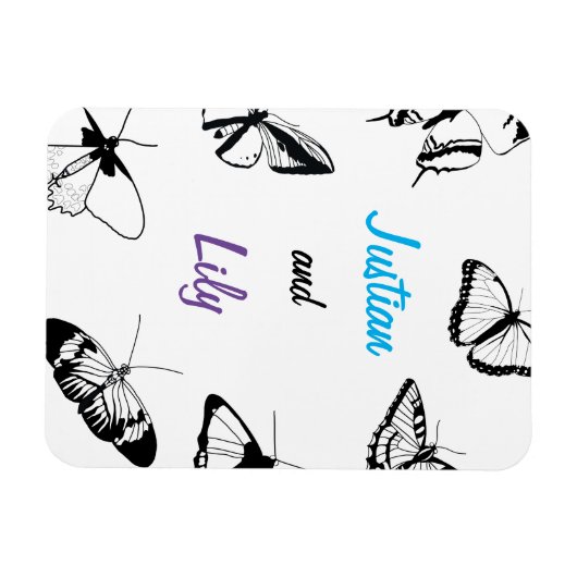 Zwarte en witte vlinders magneet (Horizontaal)