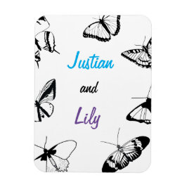 Zwarte en witte vlinders magneet