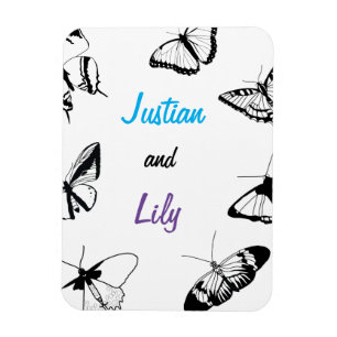 Zwarte en witte vlinders magneet