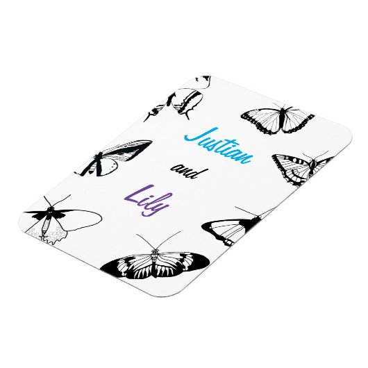 Zwarte en witte vlinders magneet (Linkerzijde)