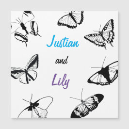 Zwarte en witte vlinders magnetische uitnodiging