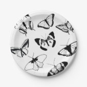 Zwarte en witte vlinders papieren bordje (Voorkant)
