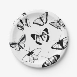 Zwarte en witte vlinders papieren bordje