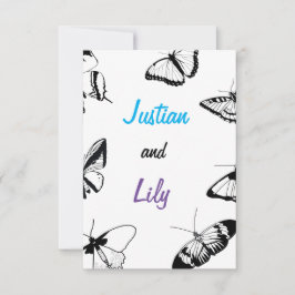 Zwarte en witte vlinders save the date