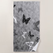 Zwarte en witte vlinders strandlaken (Voorkant)