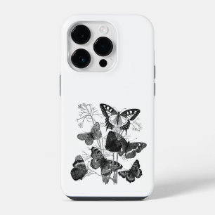 Zwarte en Witte Vlinders uit het Vintage Tijdperk iPhone 14 Plus Hoesje