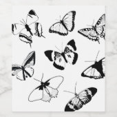 Zwarte en witte vlinders wijn etiket (Enkel label)