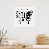 Zwarte en witte vlindervlinder poster (Keuken)